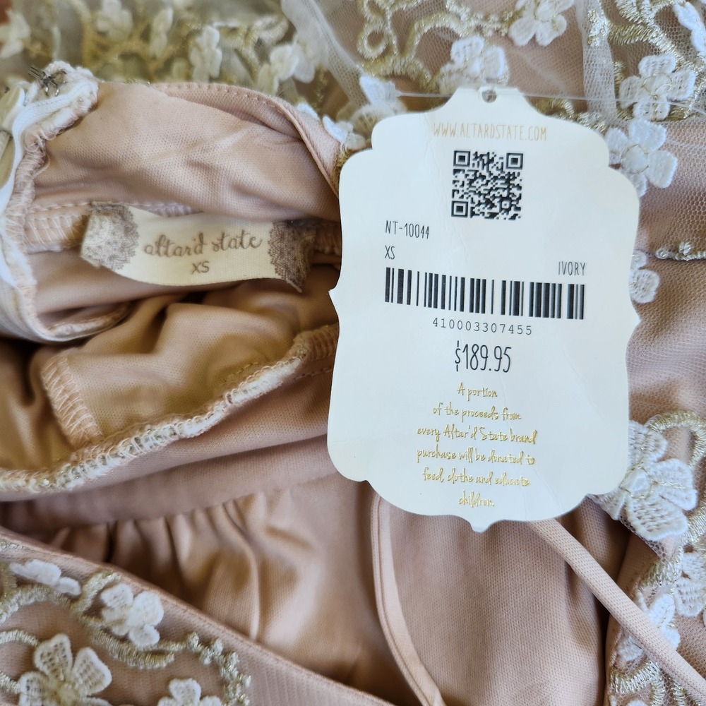 NWT Altar'd State Dress Caledonia Floral Formal Maxi XS Romantic Boho Ivory $189 - Picture 5 of 8